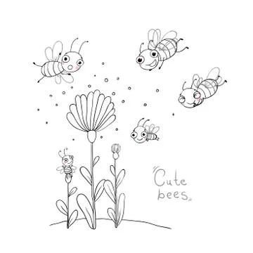Cute cartoon bees. Stock Illustration