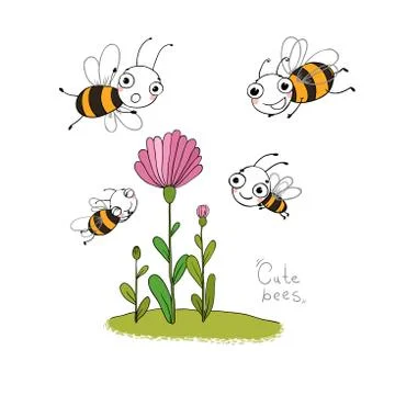 Cute cartoon bees Stock Illustration