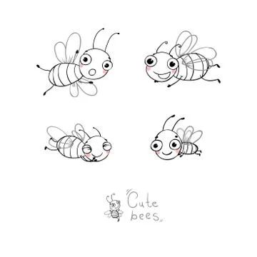 Cute cartoon bees Stock Illustration
