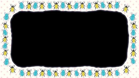 Cute Cartoon Beetle Border Loop with Center Copy Space Stock-Footage 345311383