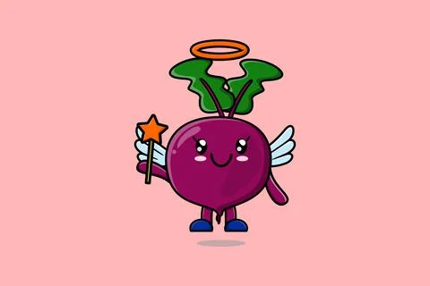 Cute Cartoon Beetroot character in form of fairy イラスト素材