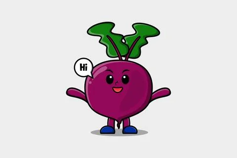 Cute cartoon Beetroot with happy expression Stock Illustration