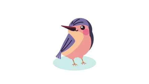 Cute cartoon bird blinking animation on white background with blue shadow a.. 動画素材 339047182