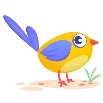 Cute cartoon bird singing. Vector illustration of a bird icon isolated 스톡 일러스트