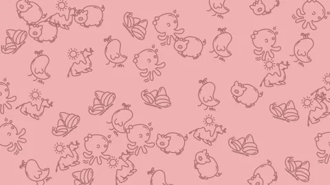 Cute Cartoon Birds Seamless Pattern. Stock Footage 318942189
