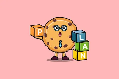 Cute cartoon Biscuits businessman stack plan box イラスト素材