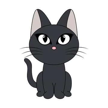 Cute Cartoon Black Cat Vector Illustration Stock Illustration