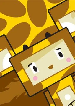 Cute Cartoon Block Giraffe  Stockillustratie