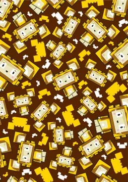 Cute Cartoon Block Lion Pattern イラスト素材