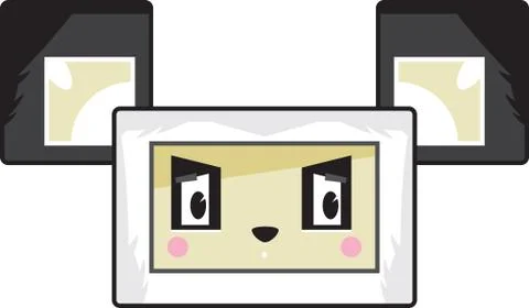 Cute Cartoon Block Panda Bear  Stock Illustration