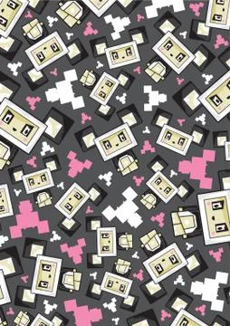 Cute Cartoon Block Panda Bear Pattern Stock Illustration