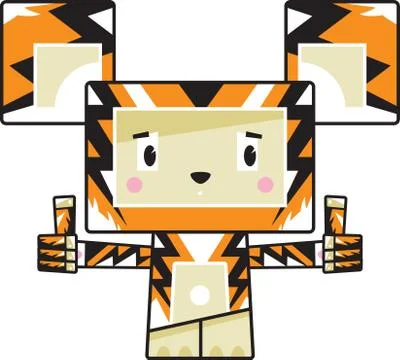 Cute Cartoon Block Tiger Stock Illustration