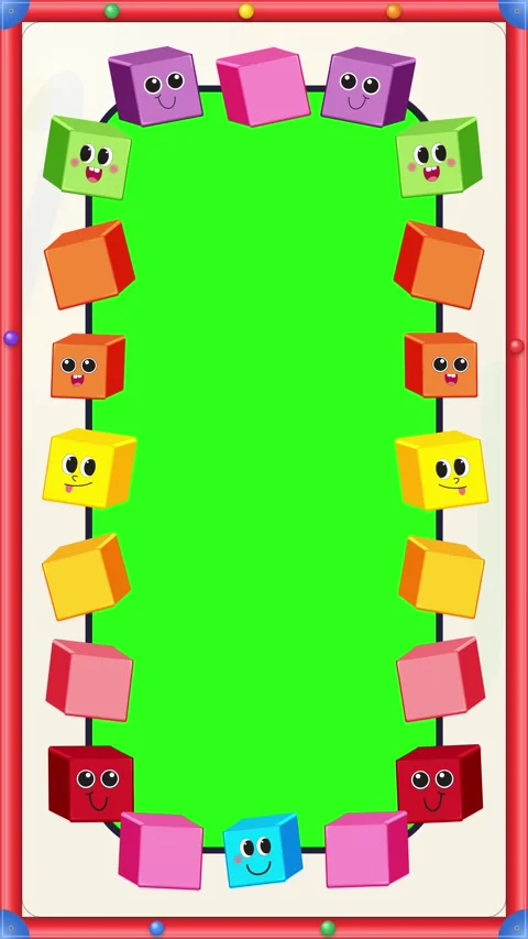 Cute Cartoon Blocks Whiteboard Border Frame on Green Screen Stock Footage 345317752