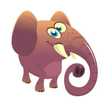 Cute cartoon blue elephant. Vector illustration Stock Illustration