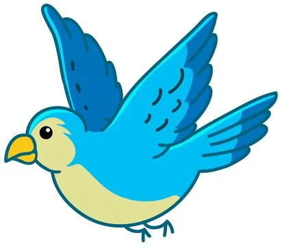 Cute Cartoon Bluebird Flying Vector Illustration Stock Illustration