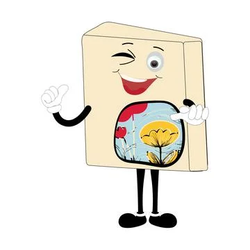 Cute cartoon book character with different emotions and in action Stock Illustration