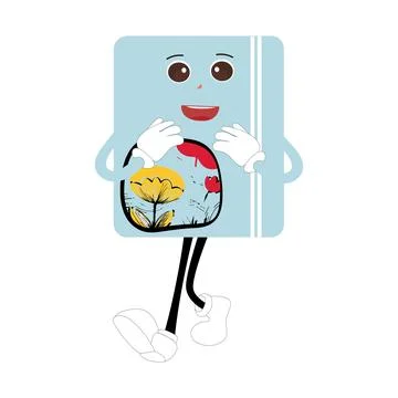 Cute cartoon book character with different emotions and in action Stock Illustration