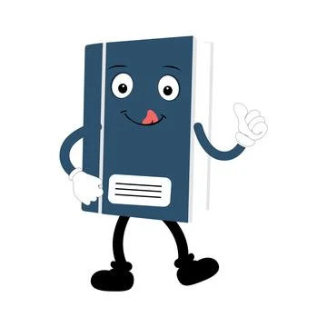 Cute cartoon book character with different emotions and in action Stock Illustration