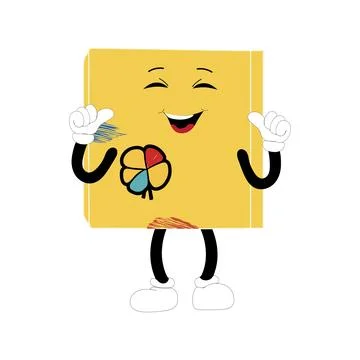 Cute cartoon book character with different emotions and in action Stock Illustration