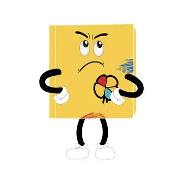 Cute cartoon book character with different emotions and in action Stock Illustration