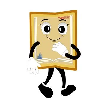 Cute cartoon book character with different emotions and in action Stock Illustration