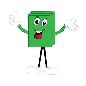 Cute cartoon book character with different emotions and in action Stock Illustration