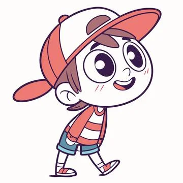 Cute Cartoon Boy Character Flat Vector Art Stock Illustration