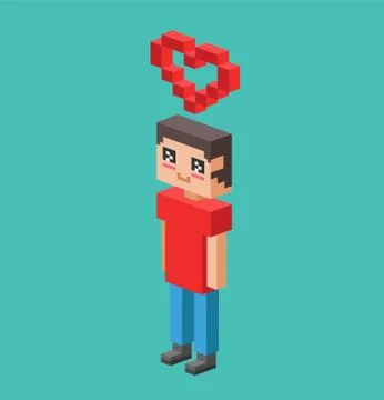 Cute cartoon boy with heart vector illustration Stock Illustration