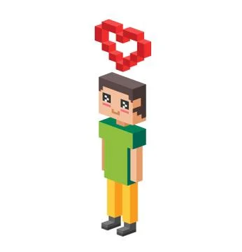 Cute cartoon boy with heart vector illustration Stock Illustration