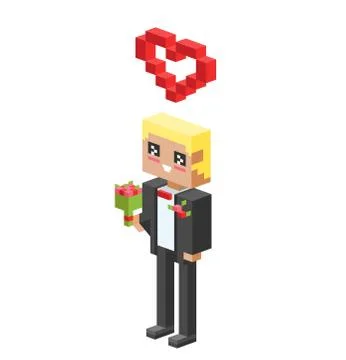 Cute cartoon boy with heart vector illustration Stock-Illustration