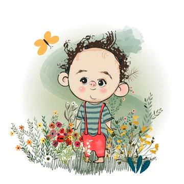 Cute cartoon boy Stock Illustration
