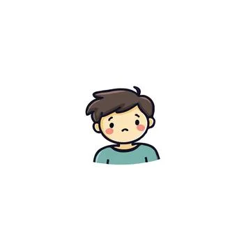 A cute cartoon boy with a sad expression on his face vector illustration ar.. イラスト素材