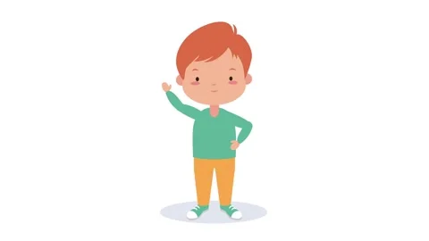 Cute cartoon boy waving hello, animated character, child greeting, simple a.. Vídeo Stock 338316475