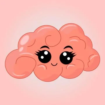 Cute cartoon brain character Stock Illustration