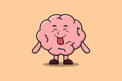 Cute cartoon Brain with flashy expression Illustrazione stock
