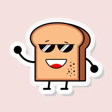 Cute cartoon bread slice Illustrazione stock