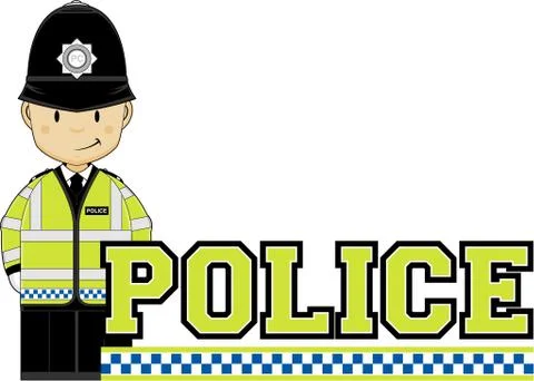 Cute Cartoon British Policeman Vector Illustration Stock Illustration