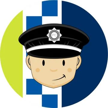 Cute Cartoon British Policeman Vector Illustration Stock Illustration