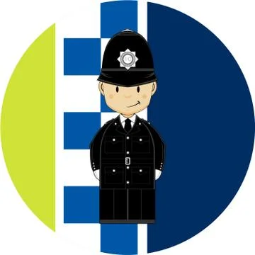 Cute Cartoon British Policeman Vector Illustration 스톡 일러스트