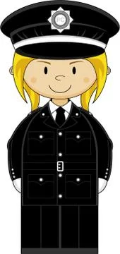 Cute Cartoon British Policeman Vector Illustration Stock Illustration