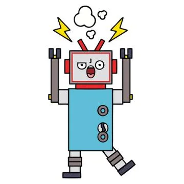 Cute cartoon broken robot Stock Illustration