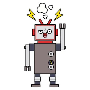 Cute cartoon broken robot Stock Illustration