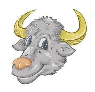 Cute cartoon brown buffalo. vector illustration Stockillustratie
