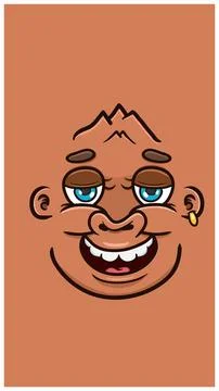 Cute Cartoon Brown Monkey Face With Relax Expression. Vector Poster Wallpap.. 스톡 일러스트