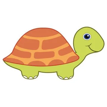 Cute Cartoon Brown Turtle Vector on Isolated White Background Illustrazione stock