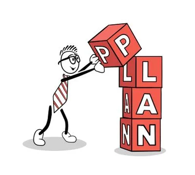 Cute cartoon building a plan Ilustración de archivo