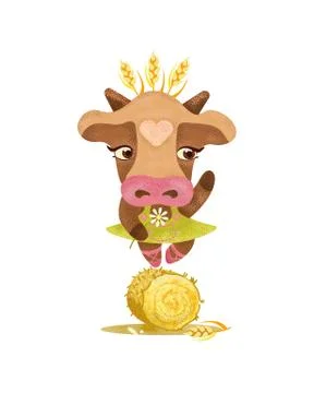 Cute cartoon bull. Symbol of 2021 on the Chinese calendar. Stock Illustration