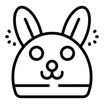 Cute cartoon bunny rabbit face drawing smiling and looking forward Stock Illustration