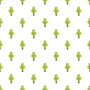 Cute cartoon cactus characters repeating seamless pattern design Stock Illustration