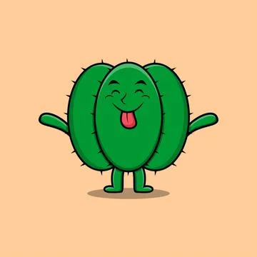 Cute cartoon cactus with flashy expression Stock Illustration